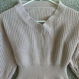 Elegant Blush V-Neck Sweater dress